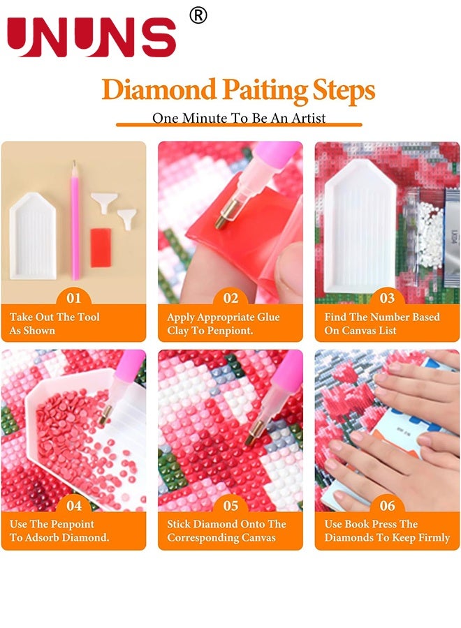 UNUNS Starry Night Diamond Art Kits for Adults,Diamond Painting Kit,Colorful 5D Art with Full Round Diamonds,DIY Craft for Wall Decor,40x50CM,Without Fame - Image 4